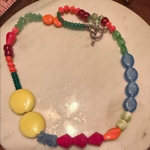 Vibrant Multicolor GlassBeaded 925 Clasp Necklace